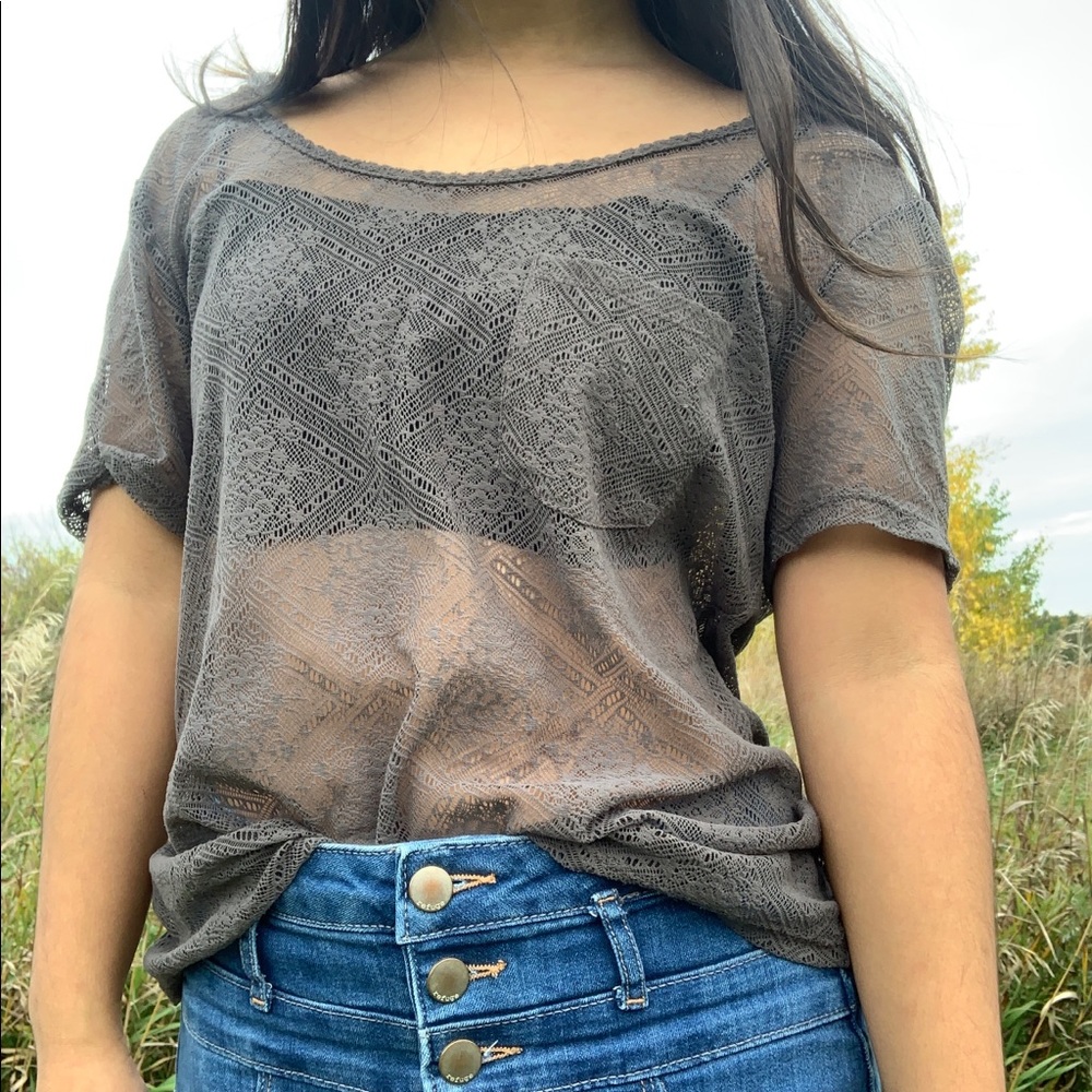 Kimchi Blue Grey Lace Top